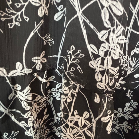 LOFT Black and White Midi Dress with Floral Graphic Design XL - Picture 3 of 8